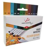 Набор маркеров на спиртовой основе 0.7 - 7 мм, 12 цв. перо круглое/скошенное, 09 -Лесной пейзаж, Vista-Artista SMA-12