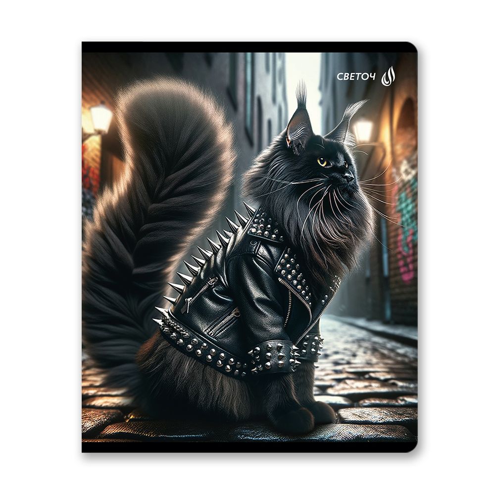 Тетрадь ученическая общая, глянцевая ламинация A5 48 л. на скобе 65 г/м², белизна 100% 10 шт клетка, 01505 Это кто на мотоцикле?, Светоч Т71