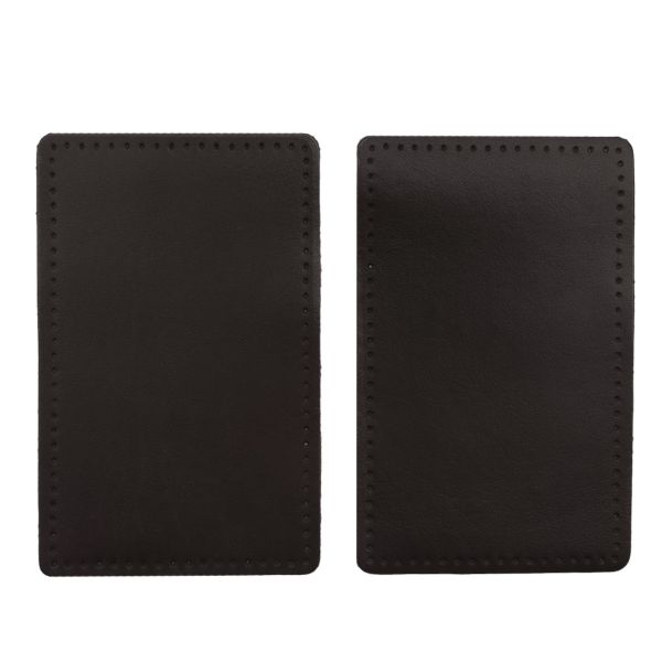 Заплатки пришивные из кожи, прямоугольник 8х12,7см с перфорацией, 2 шт, 100% кожа, 03 темно-коричневый, 9123