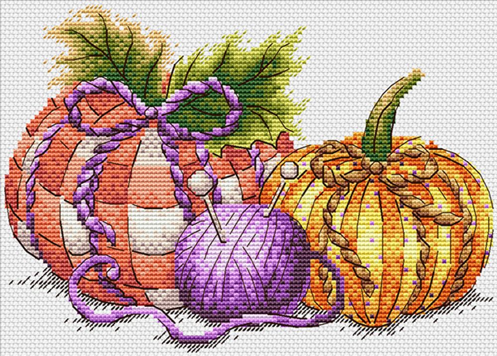 Набор для вышивания нитками МП Студия (Жар-птица), Рукодельные тыквы 15х21 см