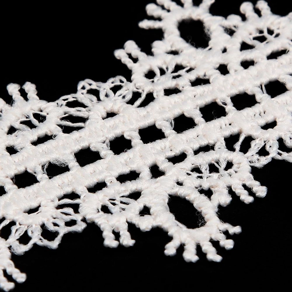 Кружево гипюр (плетёное) 30 мм / 3 метра, матовое, 571 молочный