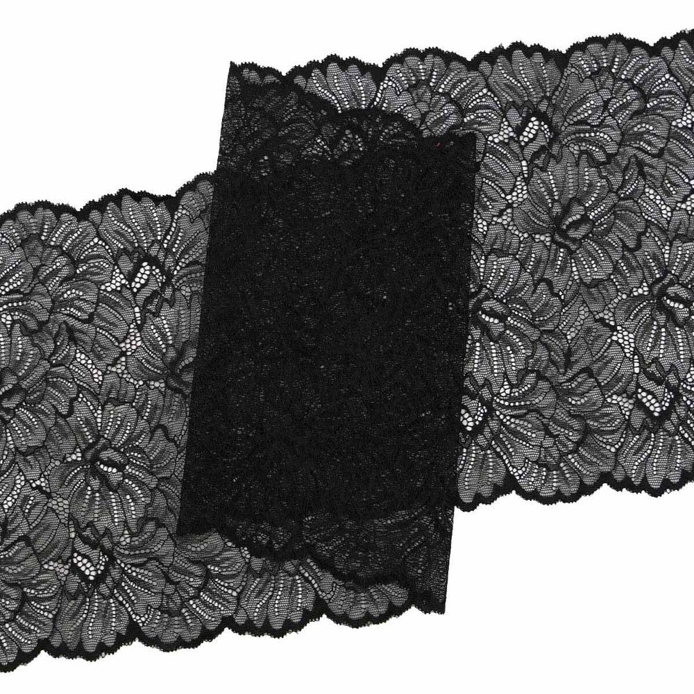 Кружево бельевое эластичное 240 мм / 13.72 м, цв. C580 черный