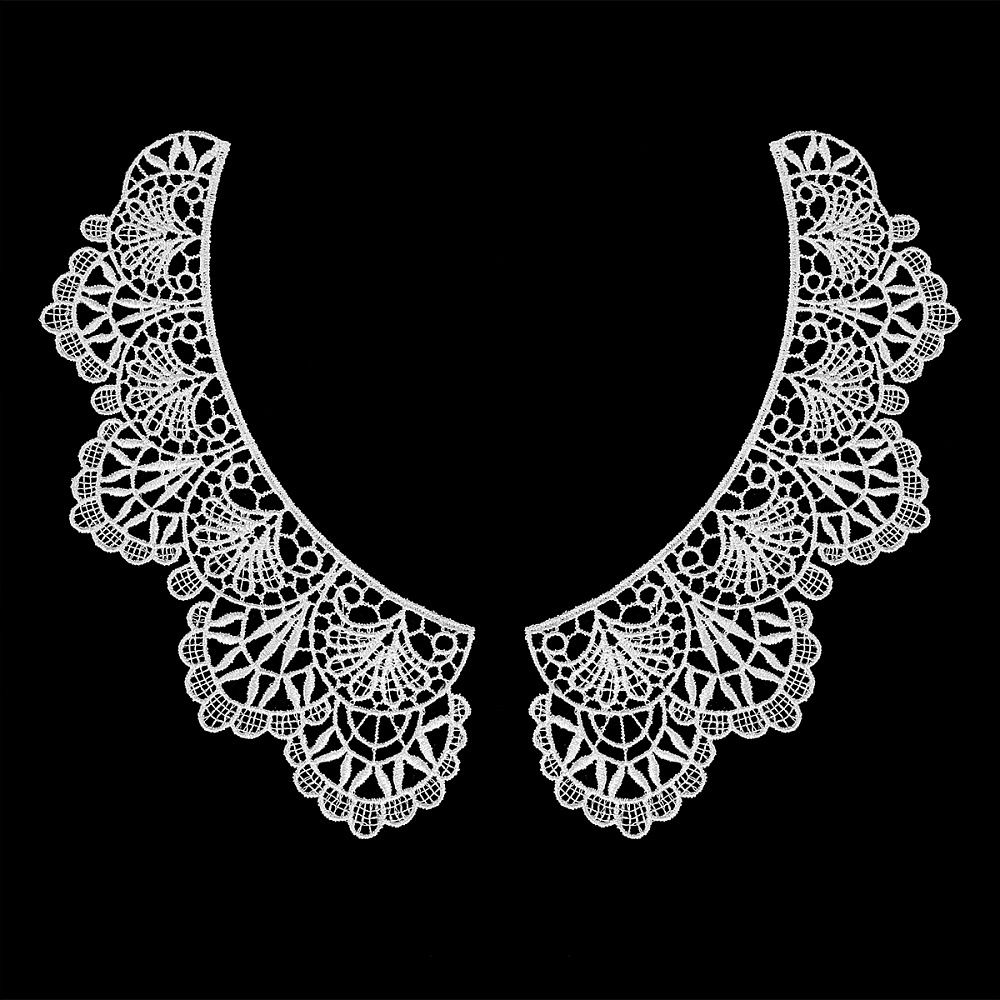Пришивной кружевной воротник гипюр арт.TR.24GY10 23см цв.белый уп.50 комп, Kruzhevo