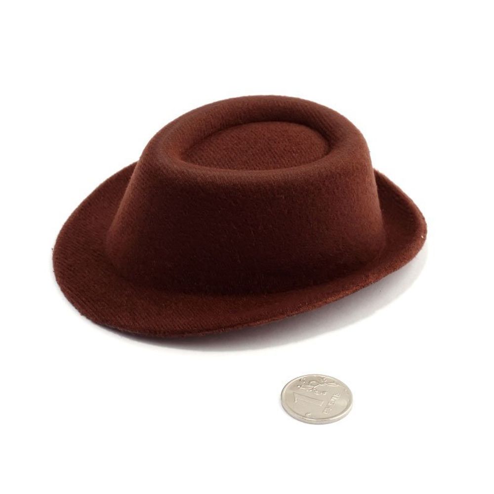 Шляпка для куклы, 21572 мужская 10х11 см, цв. коричневый