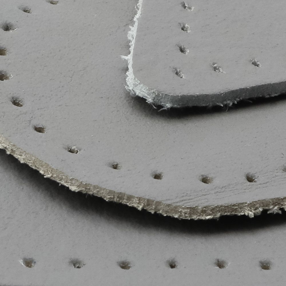 Набор заплаток пришивных из кожи, круг, квадрат, треугольник, овал 4см, с перфорацией, 4 шт (07 серый), 9703