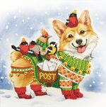 Алмазная (кристальная) мозаика Фрея, Корги-почтальон 20х30 см