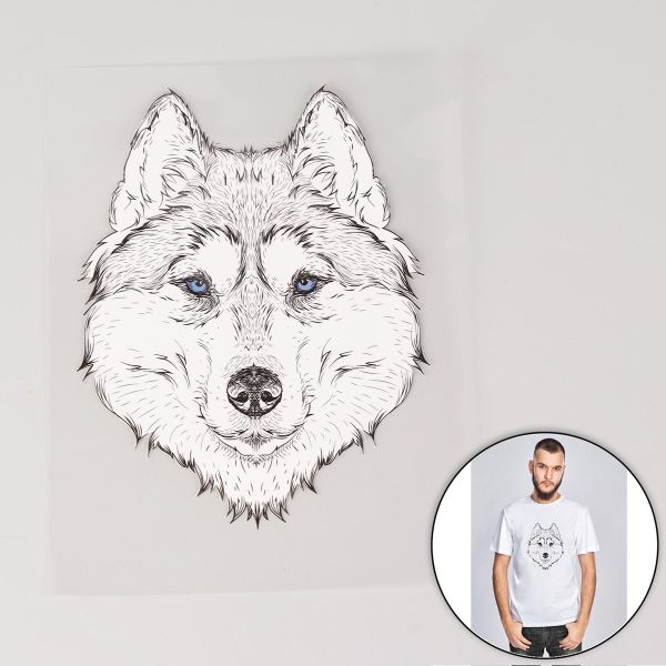 Термотрансфер волк ч/б 15,5х20см 5 шт, 5 шт