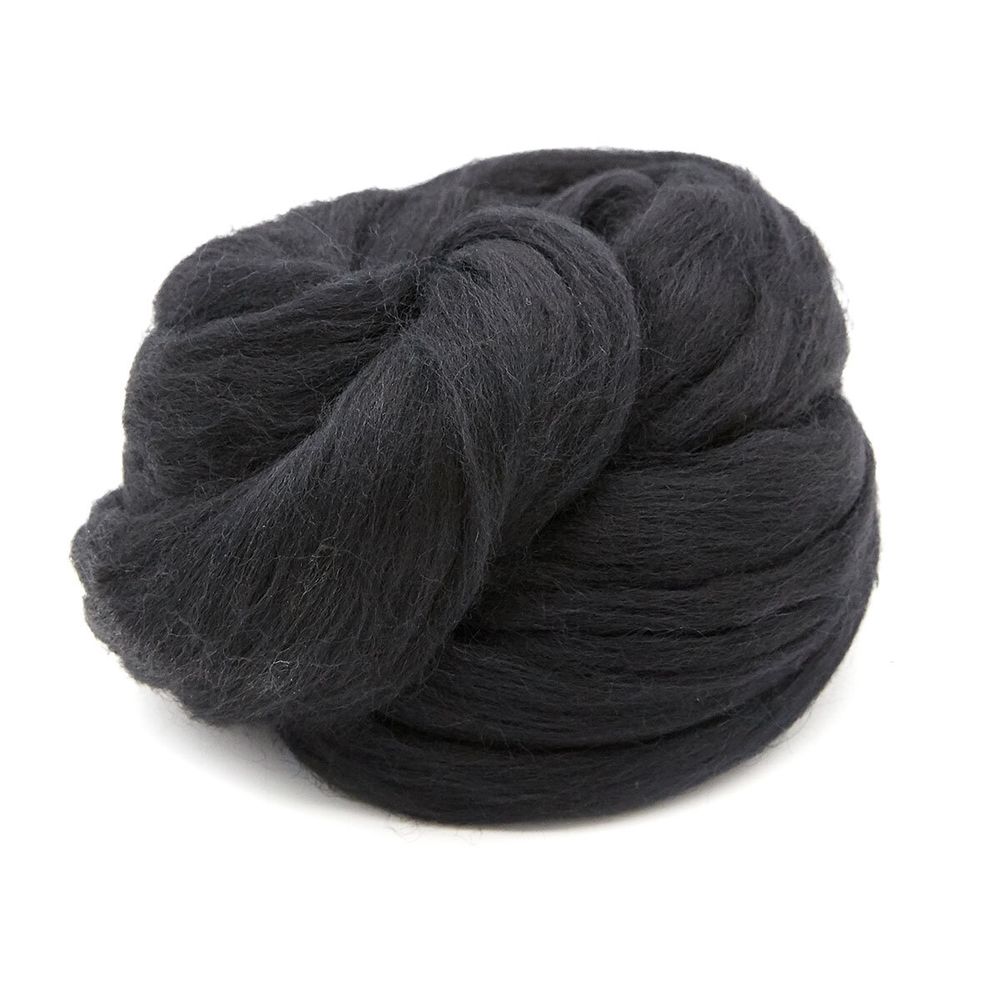 Шерсть для валяния Троицкая п/тонкая 1х100 г (до 29 мкр), 02 черный