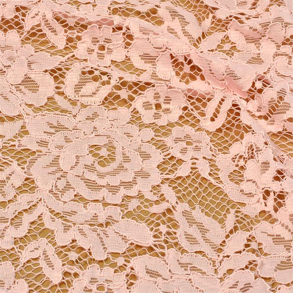 Ткань кружевная (гипюр) в нарезке с кордом 130 г/м², 145 см / 1 метр, TBY.LN-3002, цв.132 св.розовый