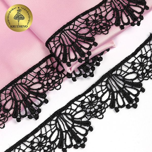 Кружево гипюр (плетёное) 35 мм / 13.71 метров, TBY.SUN.10(0872), цв.черный