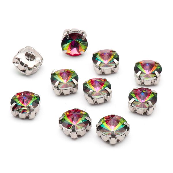 Хрустальные стразы в цапах круглой формы, радужный 8 мм, 10 шт. Astra&Craft, РЦ004НН8