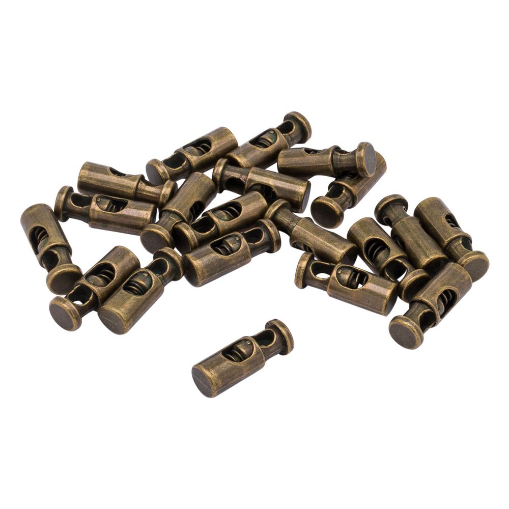 Фиксатор (зажим) для шнура металл 20х8 мм, ⌀3.5 мм, металл (латунь), 20 шт