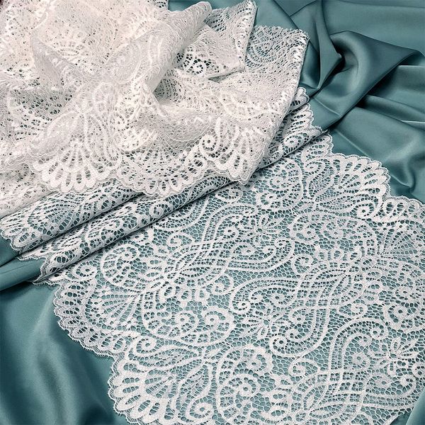 Кружево бельевое эластичное 225 мм / 3 м, 40992 цв.001 белый, Kruzhevo