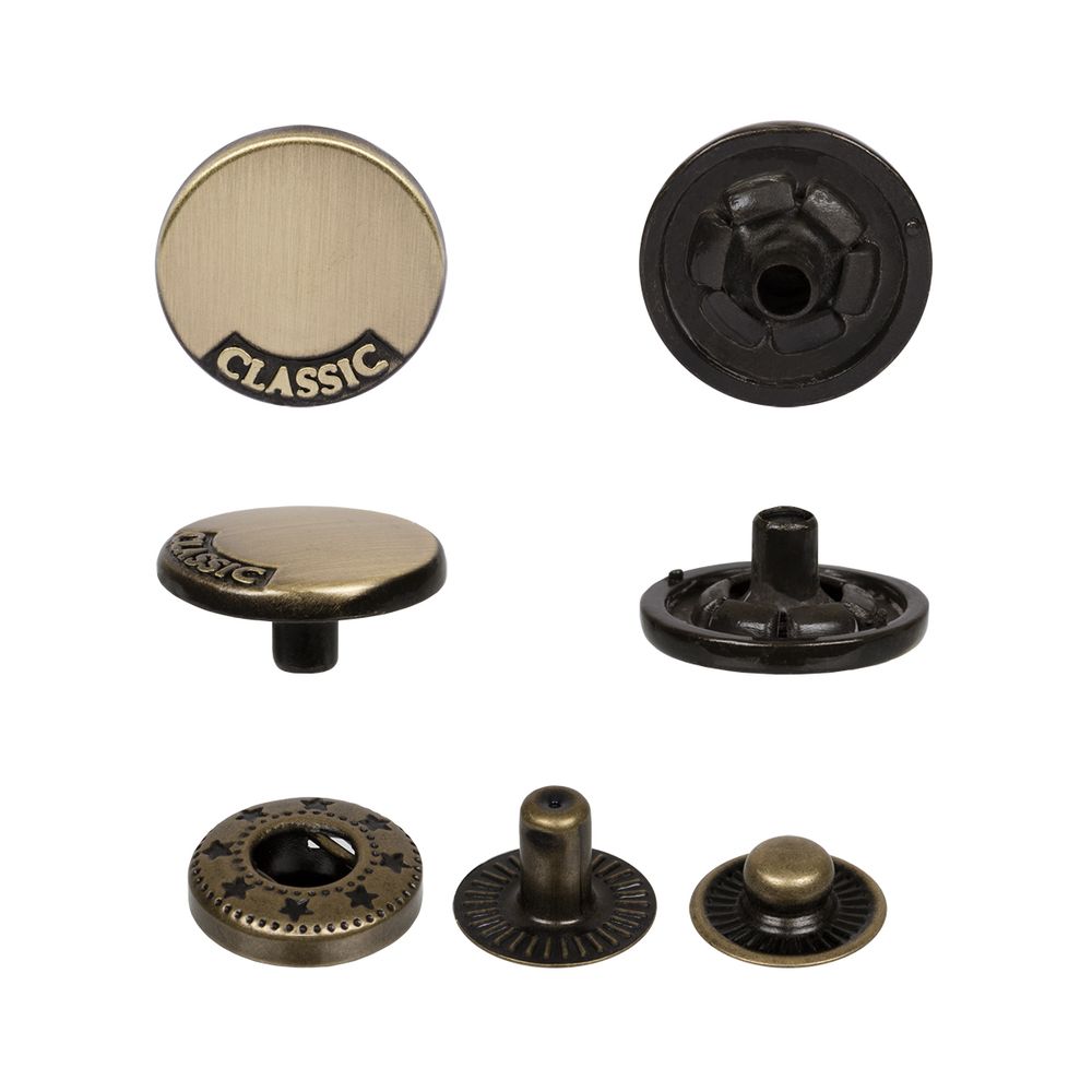 Кнопка Альфа (S-образная) ⌀12.5 мм, 36 шт, металл, нерж., 12 шлифованная бронза, MIKRON JK 001