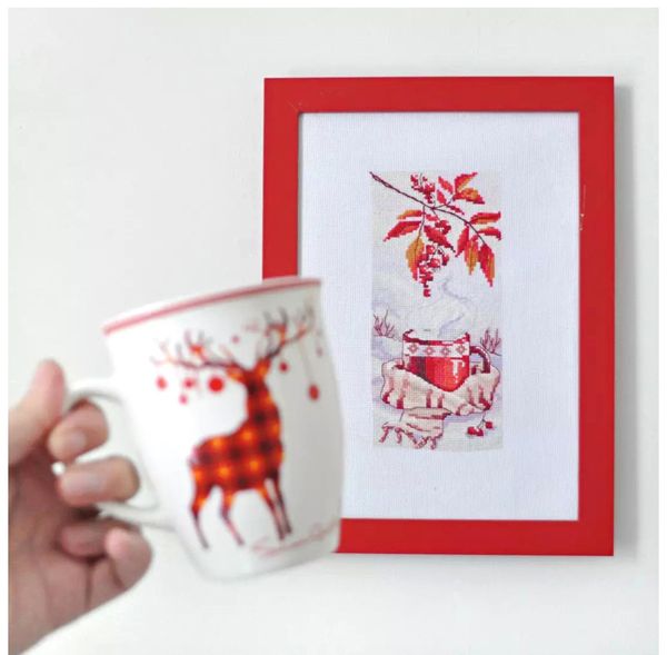 Набор для вышивания нитками Сделай своими руками, Горячий чай (хлопок), 9х19 см