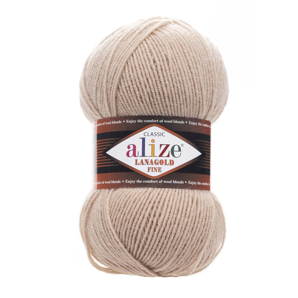 Пряжа Alize (Ализе) Lana Gold Fine / уп.5 мот. по 100 г, 390м, 005 бежевый A