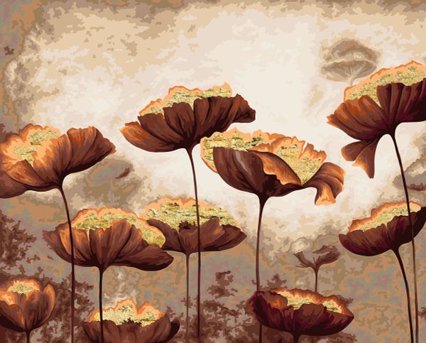 Картина по номерам Фрея PNB/PLPT-267, Золотые маки, (с поталью) 50х40 см