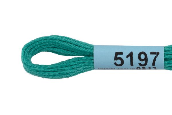 Мулине Gamma 100% хлопок, цв.5197 бирюзовый, 24 мотка по 8 метров