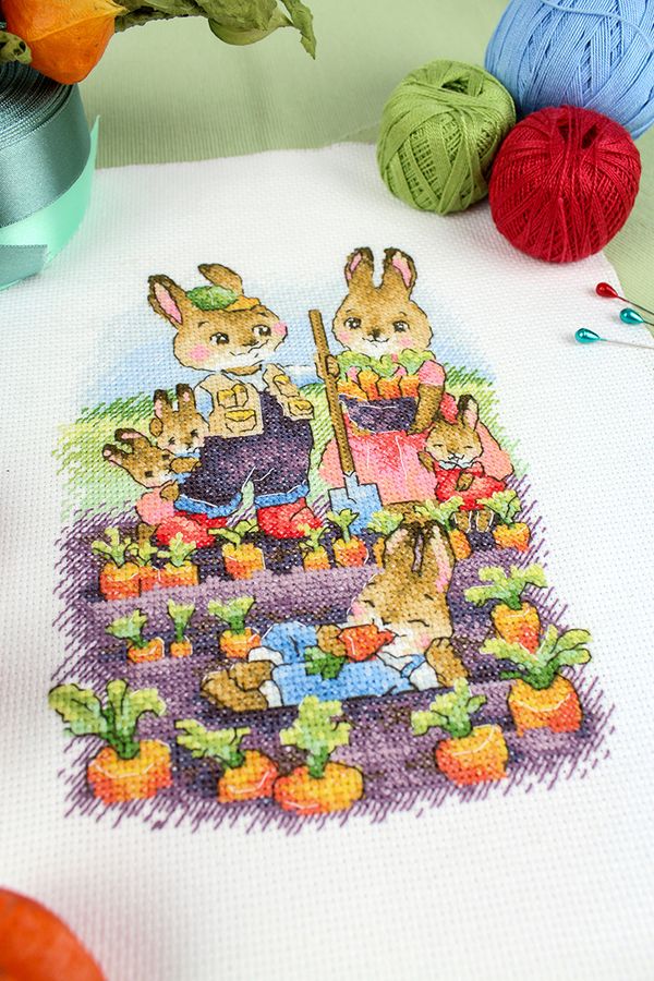 Набор для вышивания нитками МП Студия М-768, Семейный огород, 19х14 см