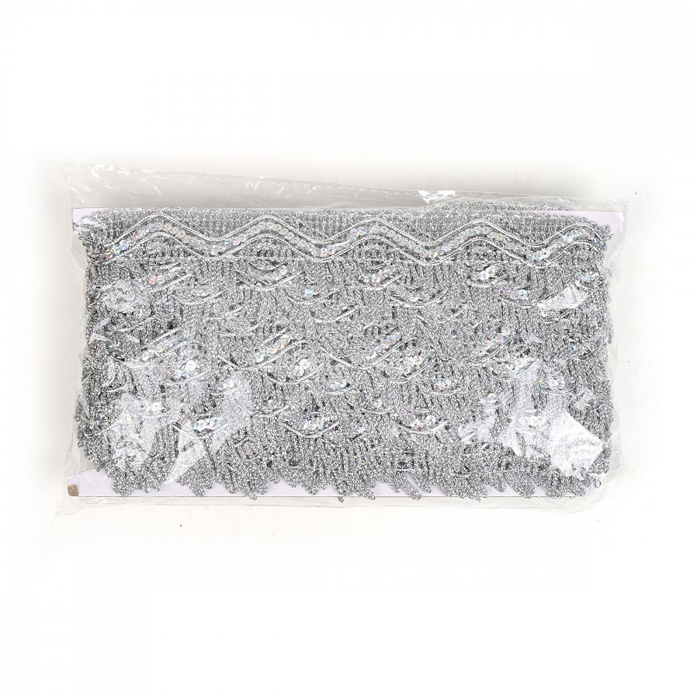 Тесьма отделочная 40 мм, 13-2265 цв.серебро уп.13.71м