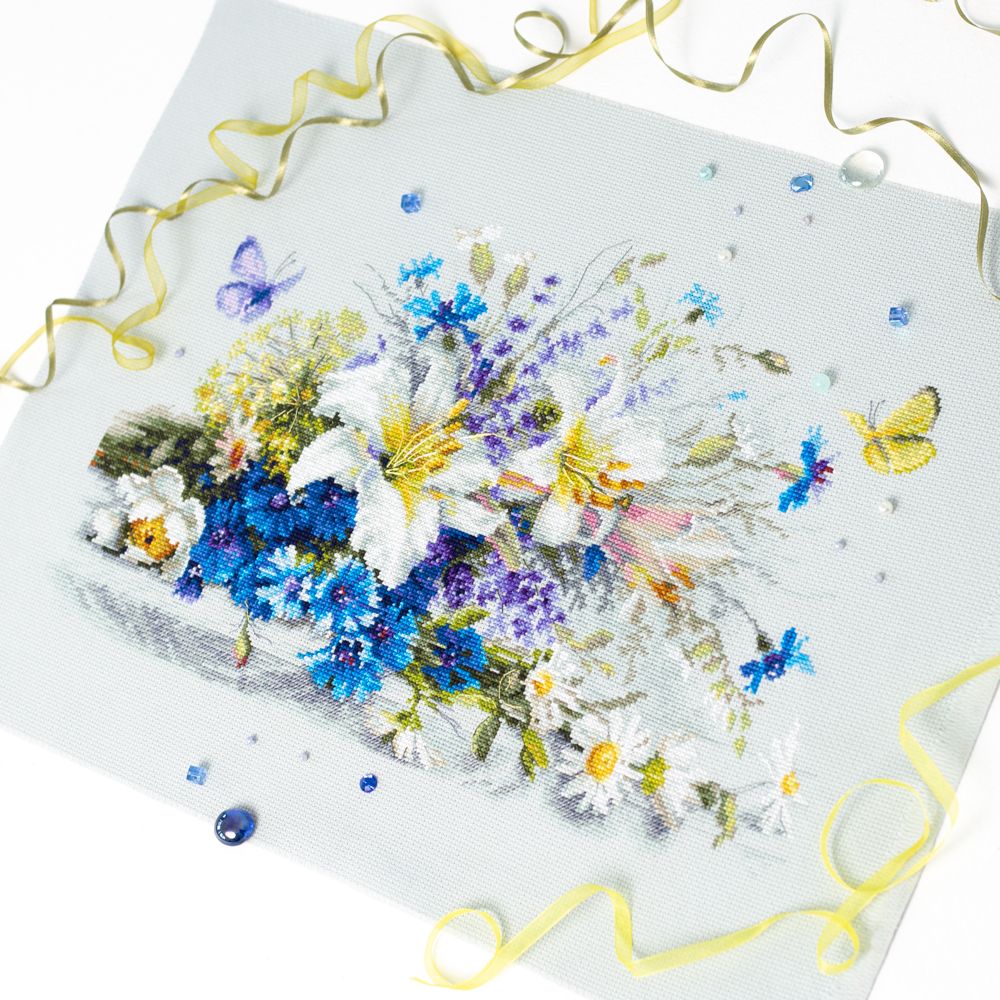 Набор для вышивания нитками Чудесная игла Premium 310-227, Нежный дуэт, 40х25 см