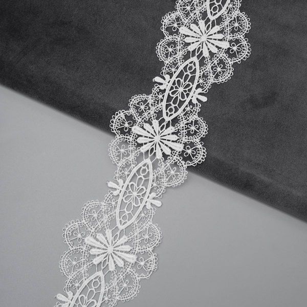 Кружево гипюр (плетёное) 70 мм, / 13.71 метра, белый
