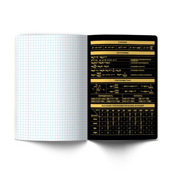 Тетрадь со справочным материалом Золотая коллекция, тиснение золотой фольгой, A5+ 48 л. на скобе 65 г/м², белизна 100 %, 10 шт, клетка, 01322 Золотая коллекция Алгебра, Светоч Т145
