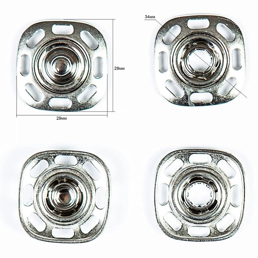 Кнопка пришивная металл ⌀34.0 мм, никель, 4 шт, BIG