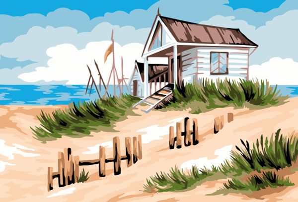 Картина по номерам Фрея, Рыбацкий домик, 30х20 см