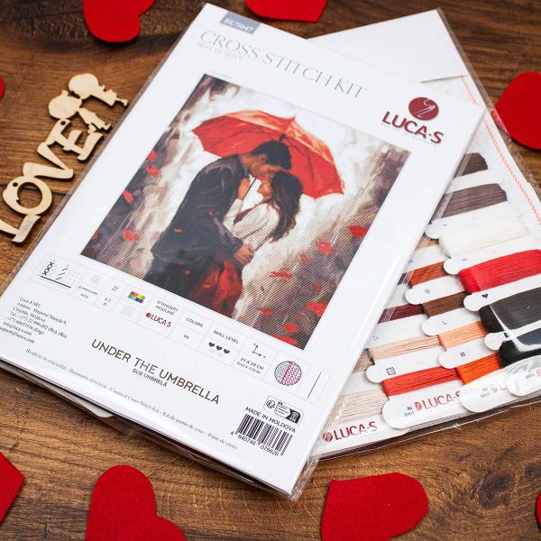 Набор для вышивания нитками Luca-S, Под зонтиком, 27х29см