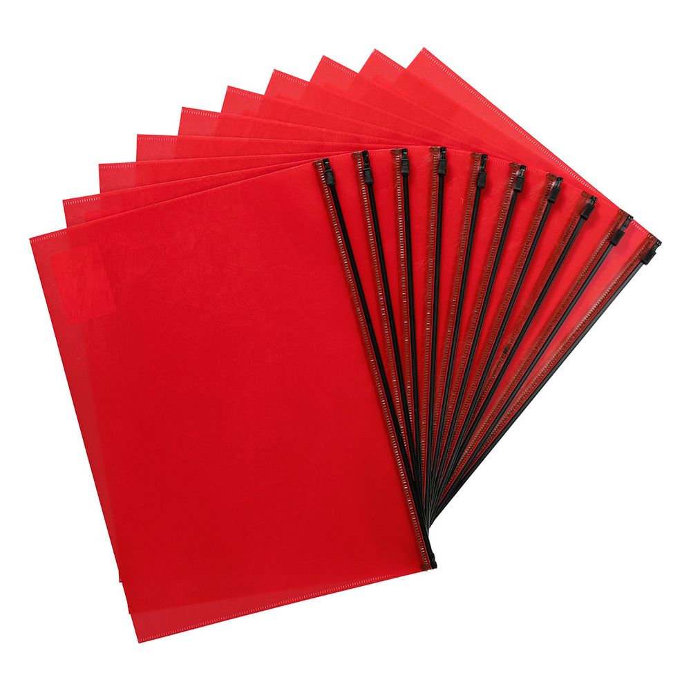 Папка-конверт на ZIP-молнии A4 180 мкм волокно, 10 шт, красный ЕС21123004, Expert Complete ЕС21123004