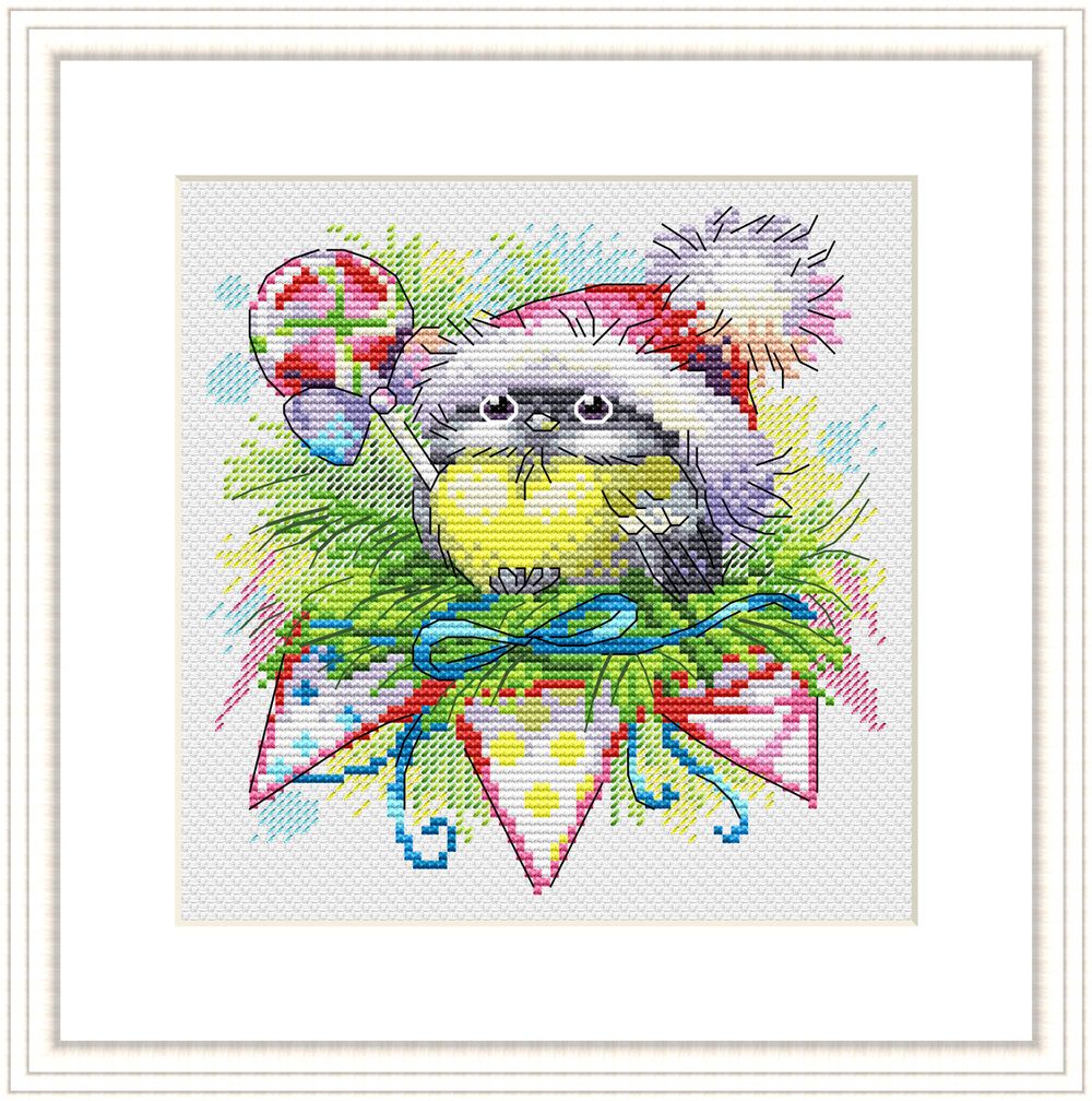 Набор для вышивания нитками МП Студия (Жар-птица), Зимняя синичка, 15х14 см