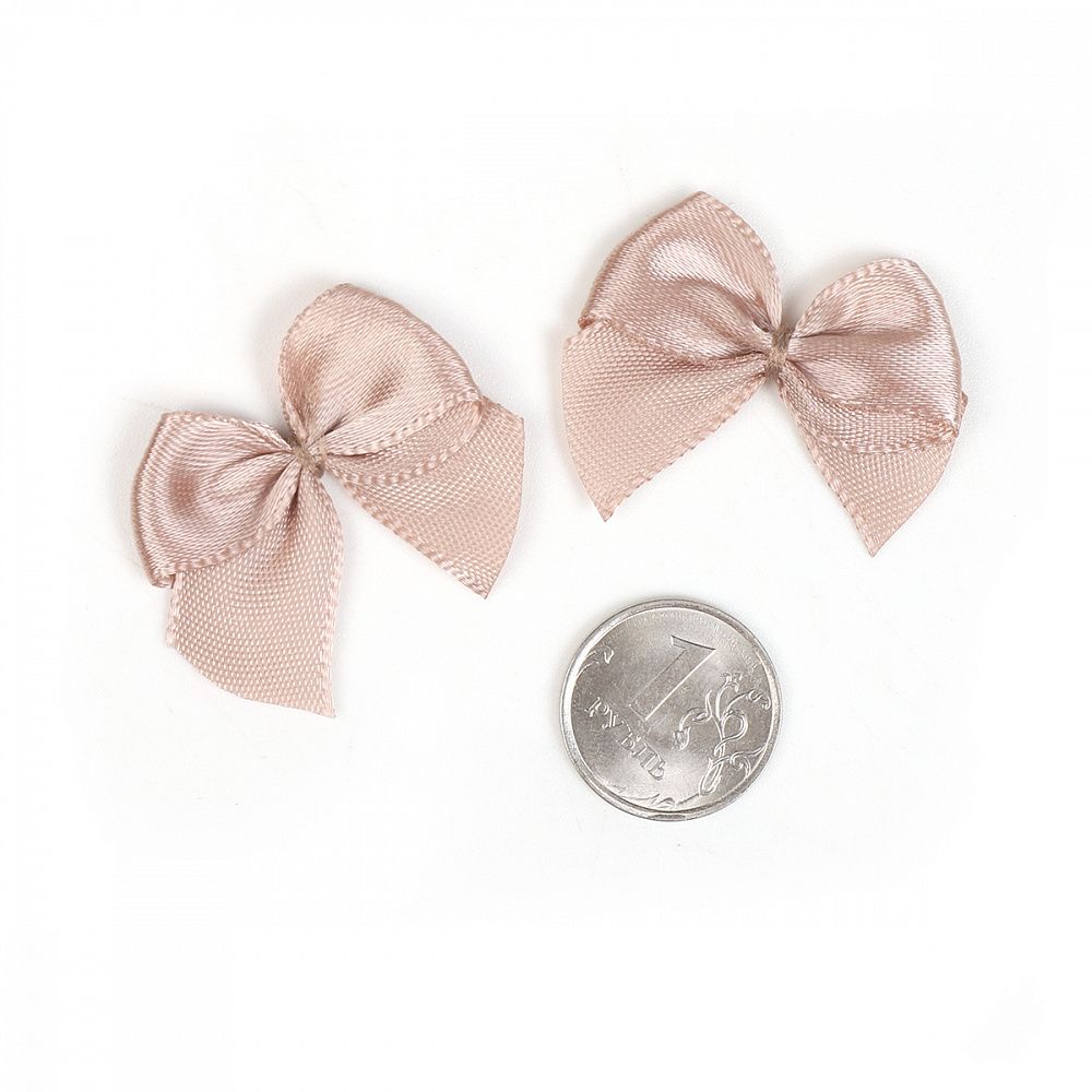 Бантики пришивные 15 мм, MJRF072 серебристый пион S185, уп.100 шт