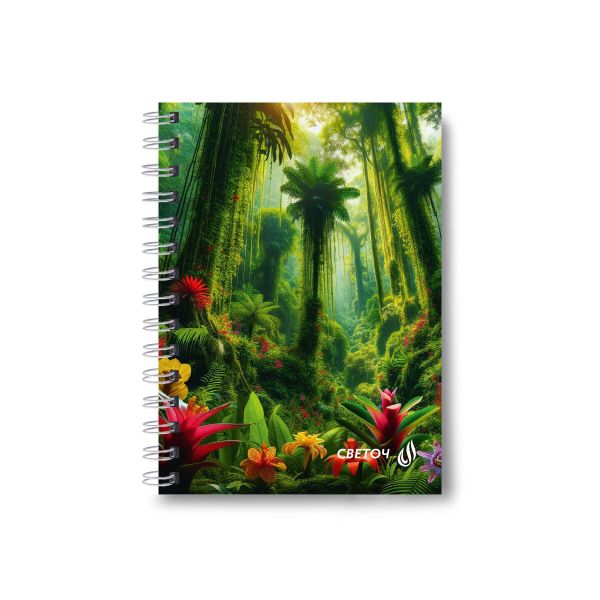 Записная книжка на гребне A6 80 л., 4 шт, клетка, Зелёный оазис 01189, Светоч ЗК112