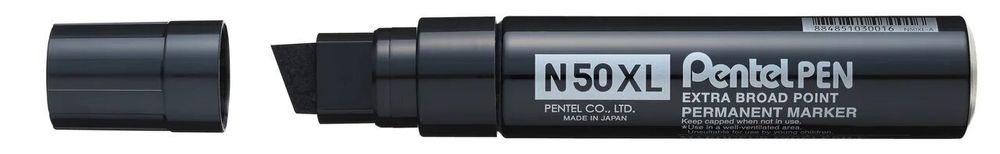 Маркер перманентный Pen 17 мм, перо клиновидное 6 шт, N50XL-A черный, Pentel