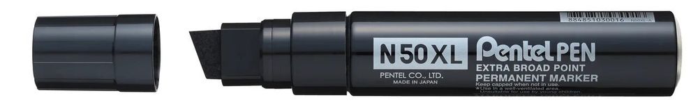 Маркер перманентный Pen 17 мм, перо клиновидное, 6 шт, N50XL-A черный, Pentel