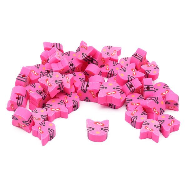Бусины полимерная глина набор Ярко-розовые кошечки, 50 шт/упак, Astra&Craft, ZZ1388