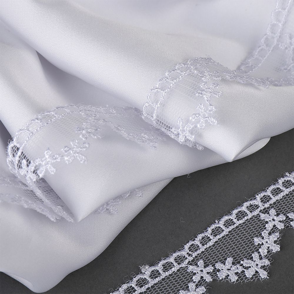 Кружево на сетке 20 мм, диз. 866, цв.01 белый, уп. 9 м, Kruzhevo