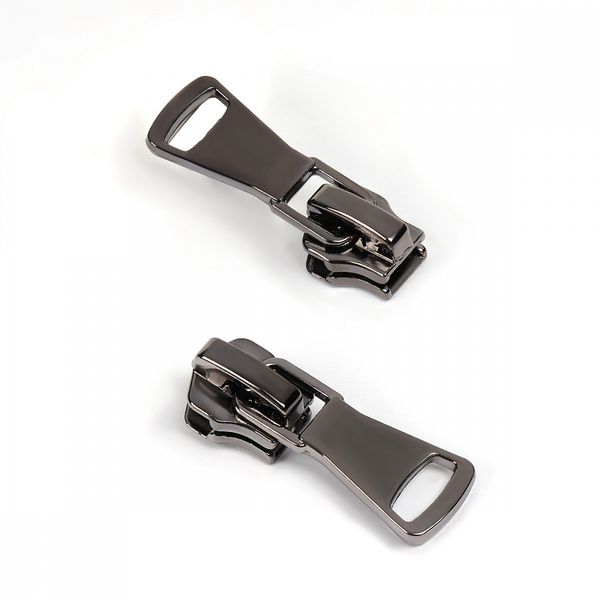 Слайдер (замок) для молнии металл Т5 (5 мм), автомат, 10 шт, шлиф.звено, черный никель