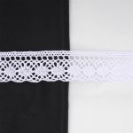 Кружево вязаное (тесьма) хлопковое 25 мм / 25 метров, одностор. (01 белый)