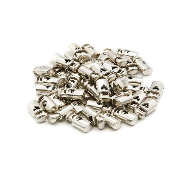 Фиксатор (зажим) для шнура пластик 1 отв., ⌀5.5 мм, 21х11 мм, цилиндр, под металл (никель), 200 шт