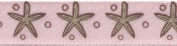 Лента атласная с рисунком 10.0 мм / 22.8±1 метра, M12/041 звездочка/розовый, Gamma ALP-102