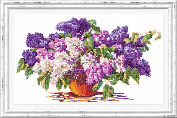 Набор для вышивания нитками Чудесная игла, Букет сирени 42х24 см