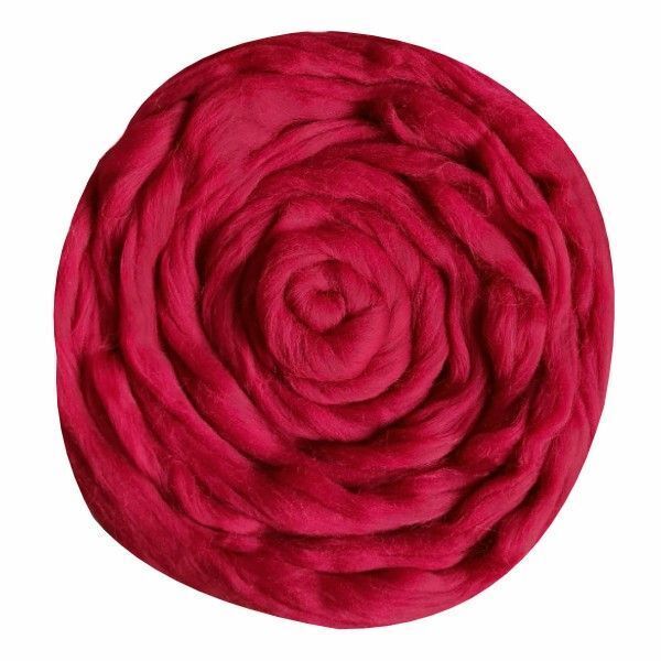 Шерсть для валяния Троицкая Гребенная лента (100% полутонкая шерсть) 100г цв.0175 винный