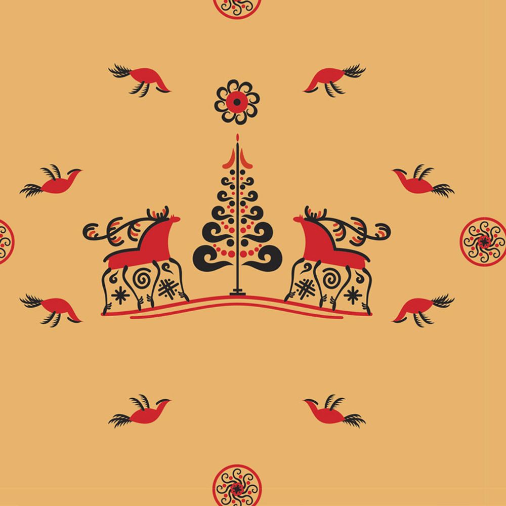 Ткань для пэчворка Peppy Мезенские узоры, отрез 50х50 см, 135 г/м², МУ-18 бежевый, Peppy