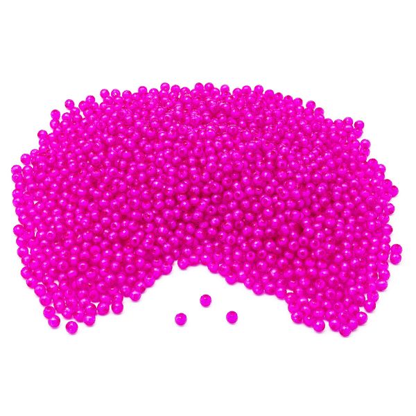 Бусины акрил ⌀8 мм, 500 г, цвет. с белой сердц., круглые часто гран., 49 фуксия, Astra&Craft LY-162