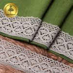 Кружево вязаное (тесьма) 50 мм / 10 метров, диз. 301, цв.25 св.серый, Kruzhevo