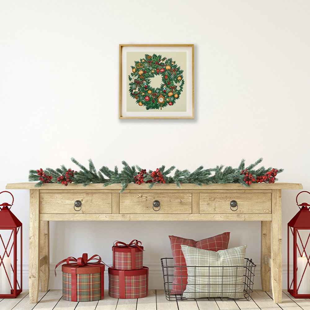 Набор для вышивания нитками Panna, Золотая серия. Викторианский венок, 29х29 см