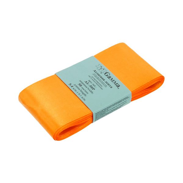 Лента атласная 1-сторонняя 50.0 мм / 5 шт по 5.4 метра, №021 оранжевый, Gamma AL-50P