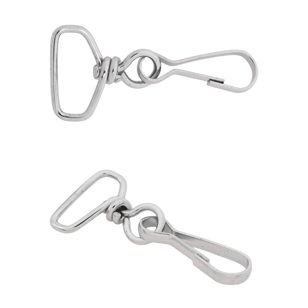 Карабин металл 19.0 мм (58х23 мм), (крюк) (никель), 50 шт